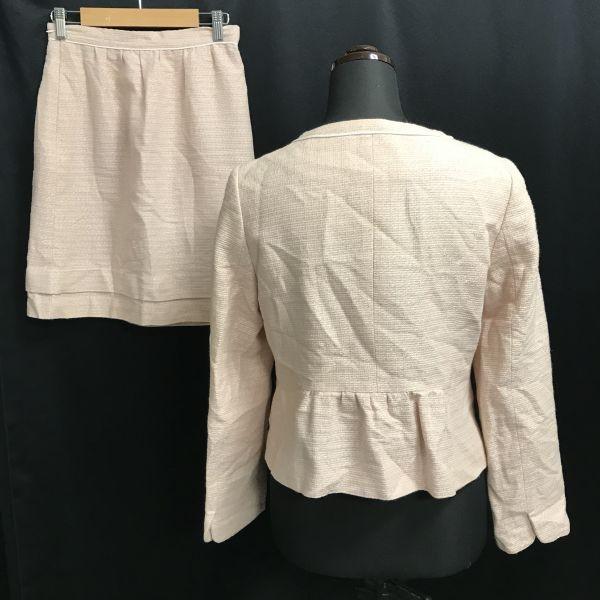 CLEAR IMPRESSION Tweed Kragenloser Rockanzug Damen M Rosa(GEBRAUCHT)