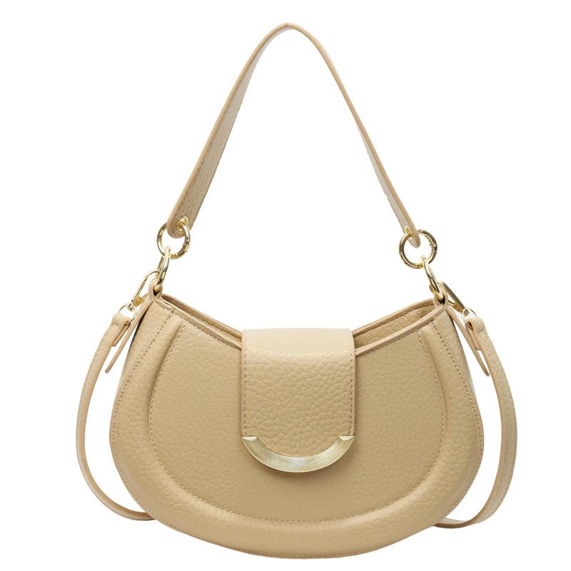 New High-end Lychee Pattern Temperament Saddle Bag Women's Niche Casual Versatile Foreign Style Fashion Messenger Bag