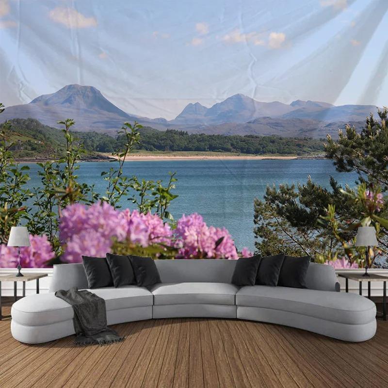 Wanddekoration Zuhause Wandteppich Himmel Wald See Hintergrund Büro Wohnzimmer Wandteppich