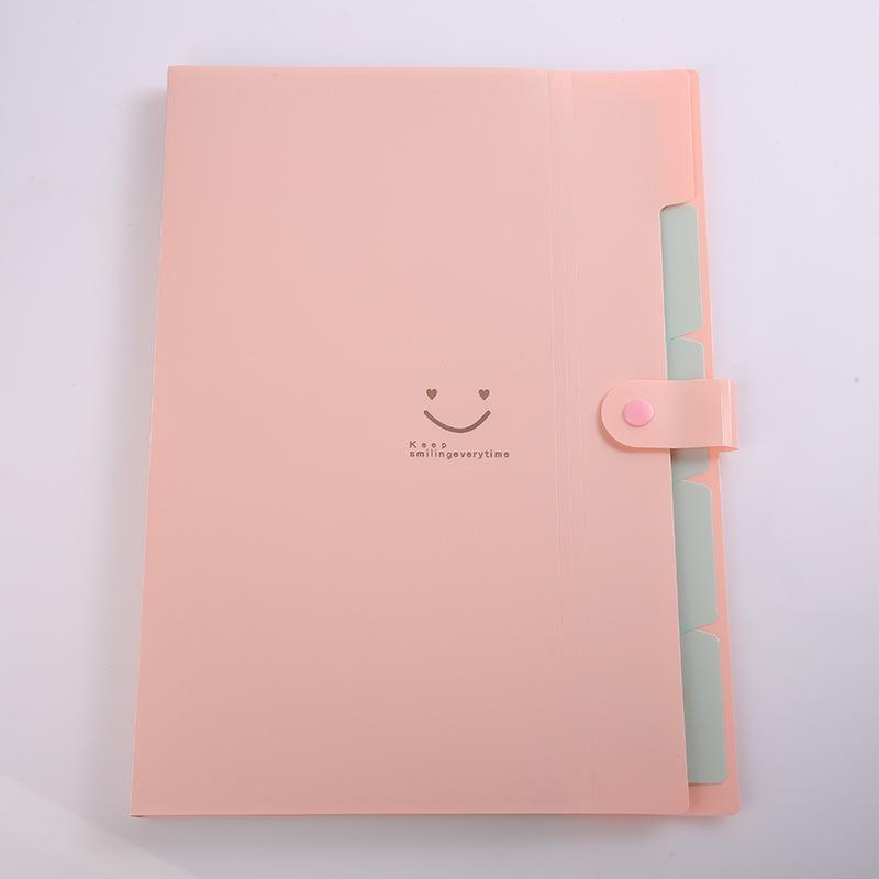 Smiley Pp Folder A4 Information Book Spot Five Grid Smile File Bag Purple Button
