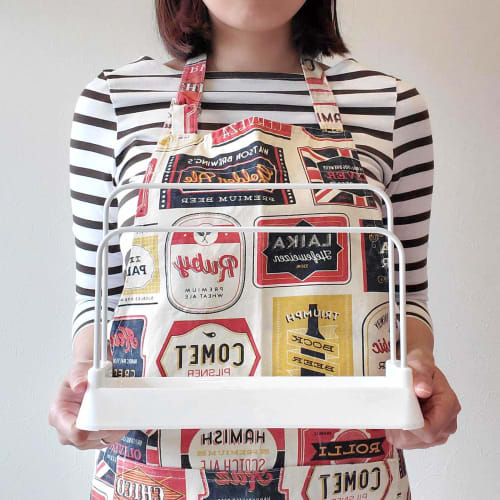 LEC Slim Cutting Board Stand (Cutting Board Stand) White K-454 with Water Tray