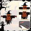 Halloween Party Supplies Wooden Hanging Door Sign, Scarecrow Pumpkin Wizard Ornament, Trick or Themed Decor Treat Plaque, Rustic Wall Hanger,