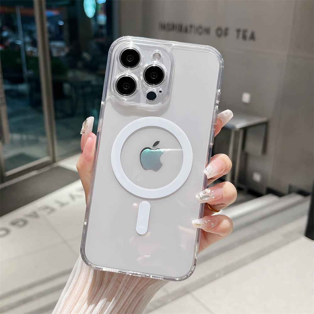 

Original Clear For Magsafe Wireless Charge Magnetic Case for iPhone 15 14 Plus 13 12 11 Pro Max Acrylic Shockproof Cover For iPhone 15Pro Max