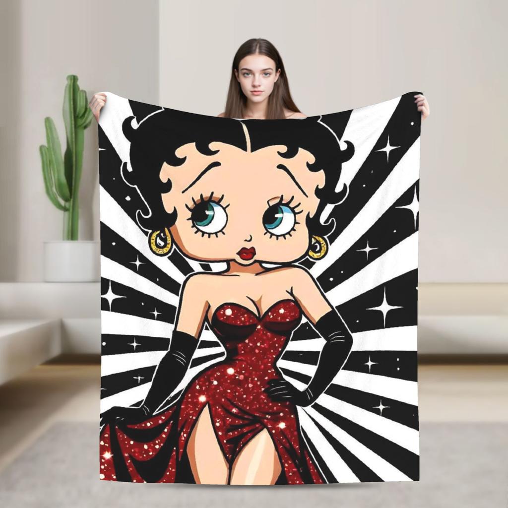B-Bettys Boops Soft Warm Blanket Kids Plush Bedding Throws Print Home Decor Flannel Bedspread Sofa Bed Cover