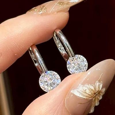 Zhuozhifan S925 Silver Light Luxury Diamond Stud Earrings 7.0 - Versatile Daily Wear