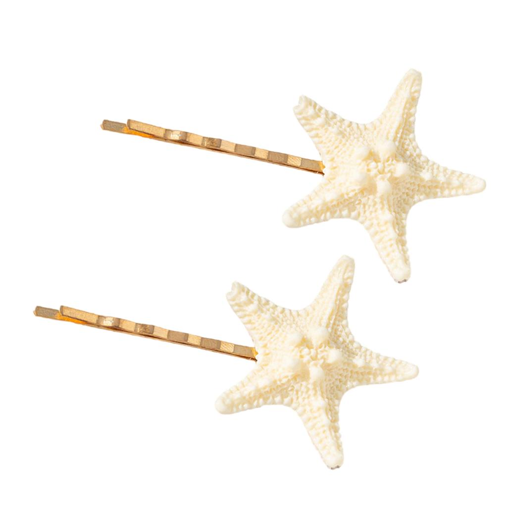 1Pair Starfish Shaped Hair Clip Ocean Theme Hair Accessories For Women Girls Resin Hairpins With Metal Clasp Hairpin