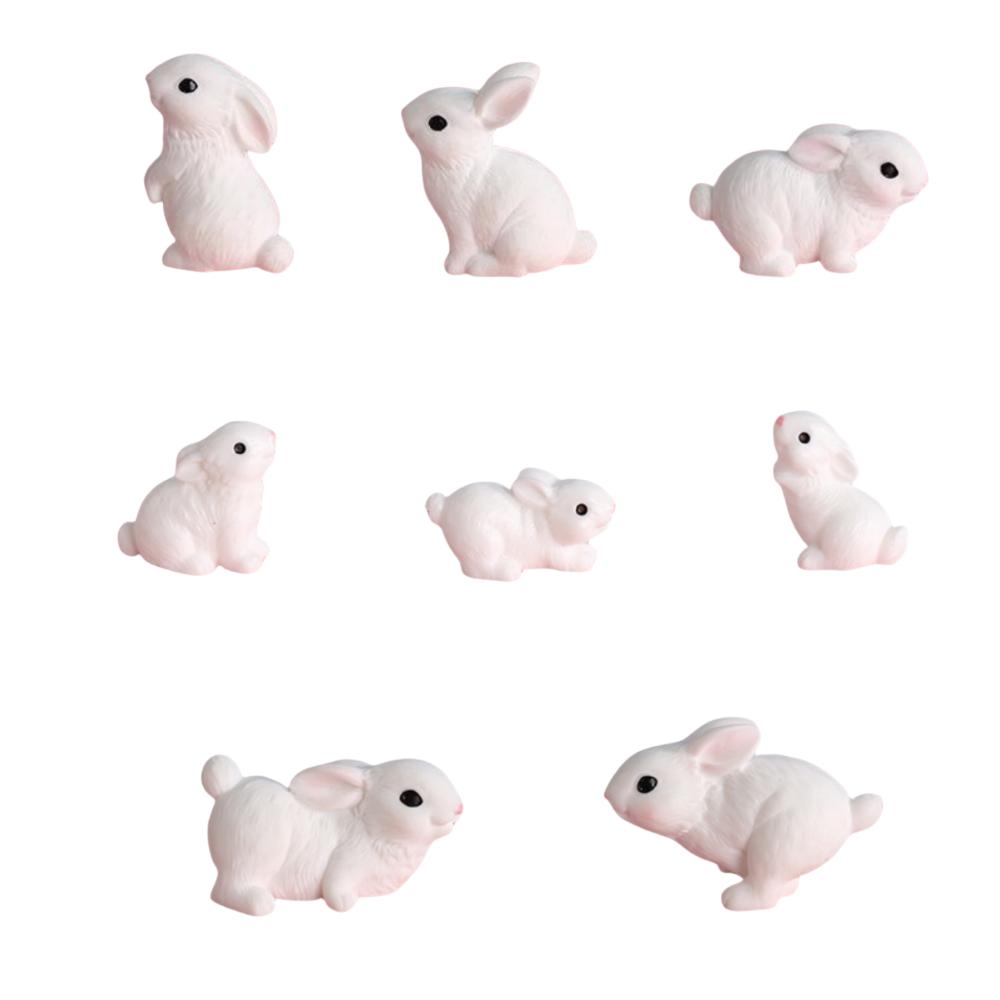 8pcs Easter Rabbit Miniature Statues Resin Collectible Model Cute Figurine Landscape  Home Decor