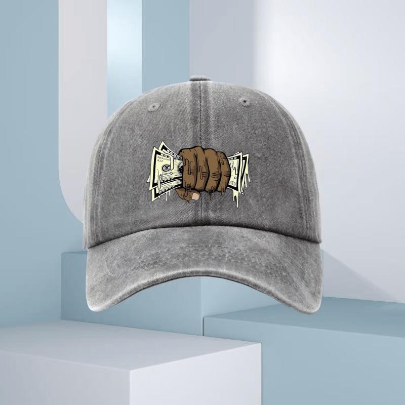 Summer fashion with printed baseball cap with money bag pattern, suitable for men's and women's outdoor equipment in all seasons