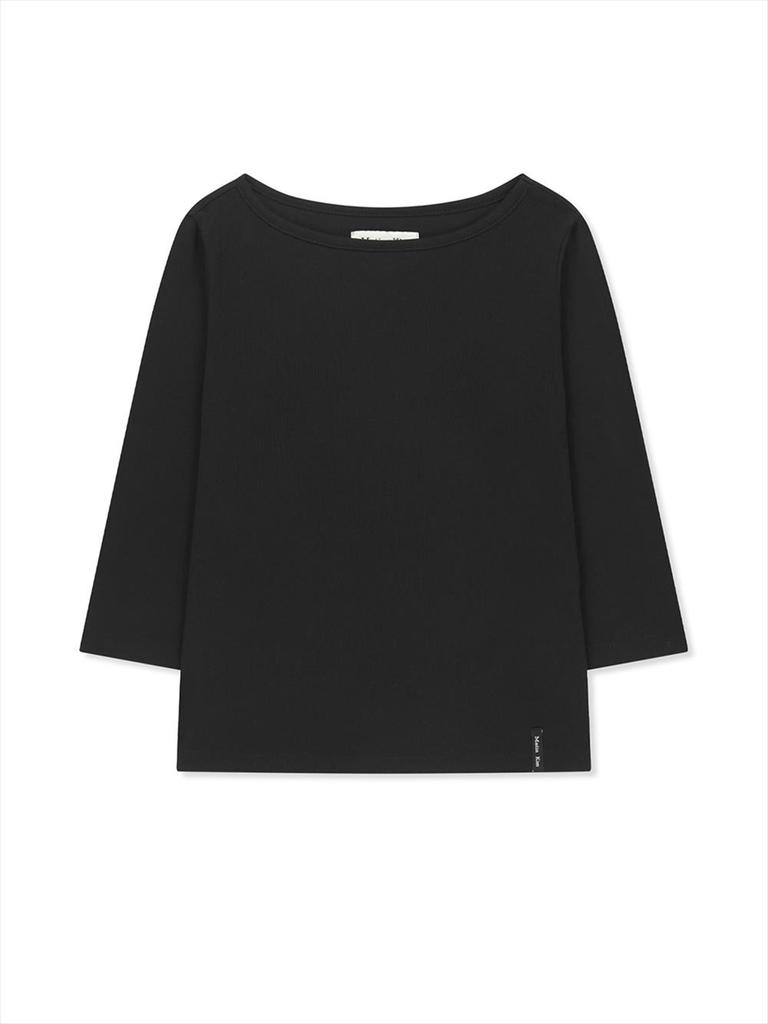 [Matinkim] 3/4 Sleeve Top & Tank Layered Set in Black