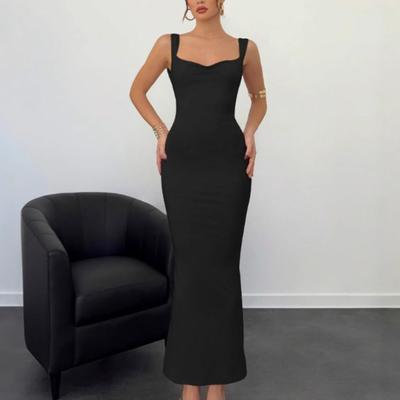 Sexy Abend-Club-Partykleider Damen Sommer Rückenfrei Schleife Ärmellos Maxi Lang Kleid Elegant Bodycon Robe Femme