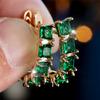 Boucles d'oreilles créoles mignonnes pour femme avec pierre en zircon vert Couleur Or de Luxe Mariage Pour Femmes
