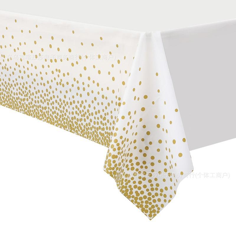 Peva Foundation Gold Polka Dots 137 * 274Cm Tablecloth Waterproof And Oil-Proof, Suitable For Parties, A Must For Holiday Parties