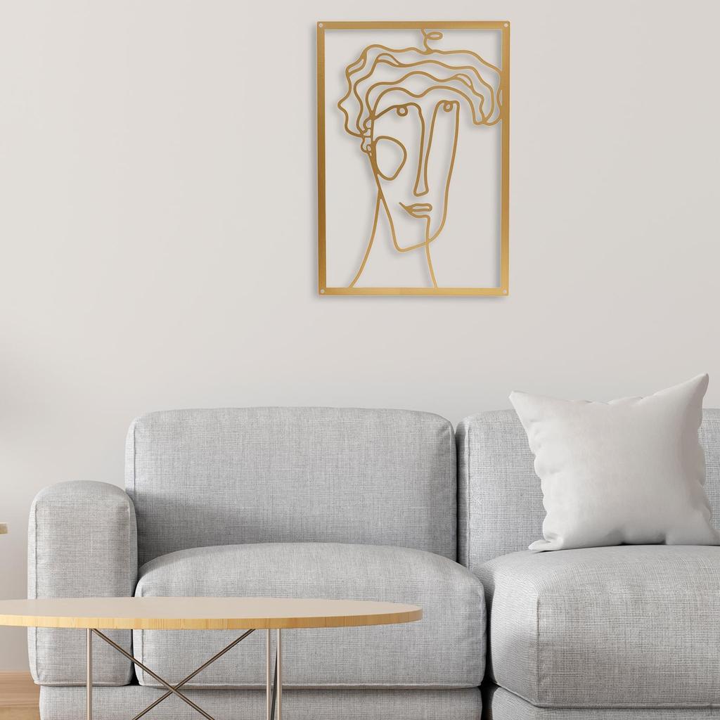 Metal Wall Art Decor Woman Silhouette Minimalist Facial Line Sculpture for Home Living Room