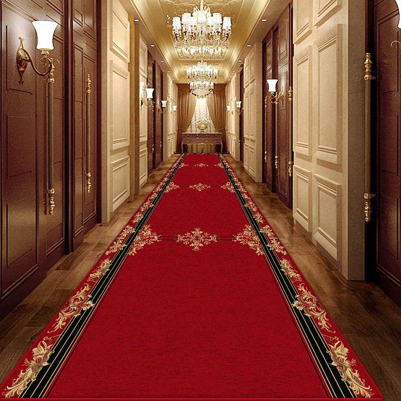 Senior Home Corridor Decoration Carpet Luxury Foldable Wedding Lobby Entryway Red Long Rug Hotel Hallway Non-slip Mat Easy Clean