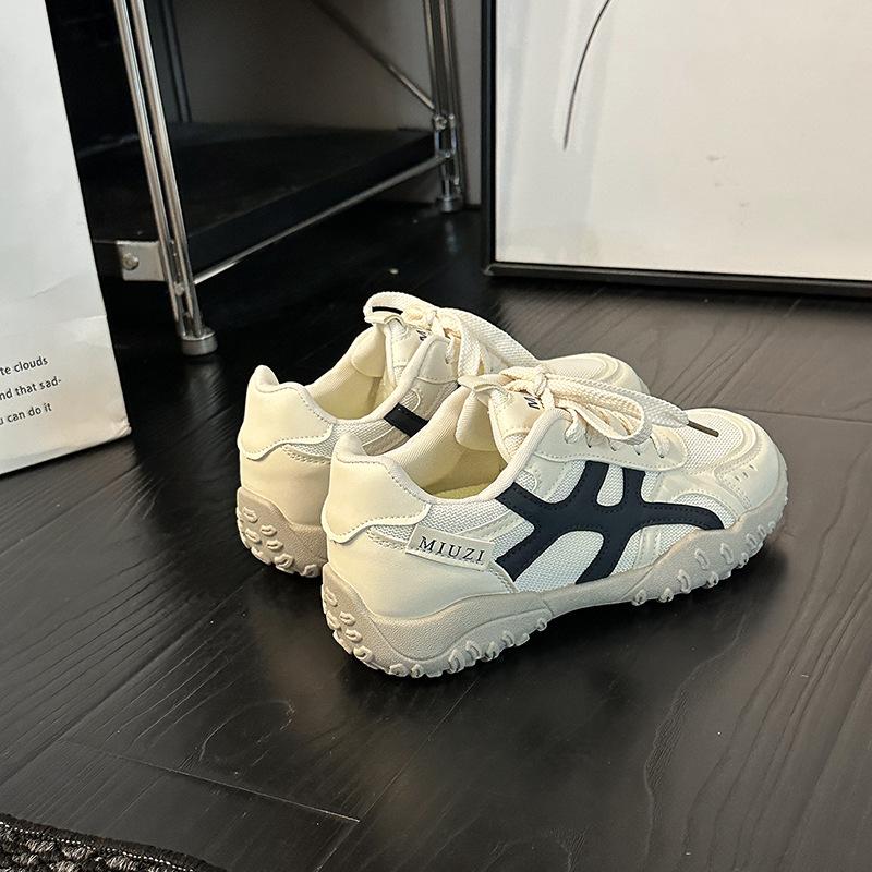 Fashion Retro Summer Color Matching Lace-up Comfortable Sports Moral Training Shoes Women's Autumn Lightweight and Versatile Forrest Gump Shoes Mesh