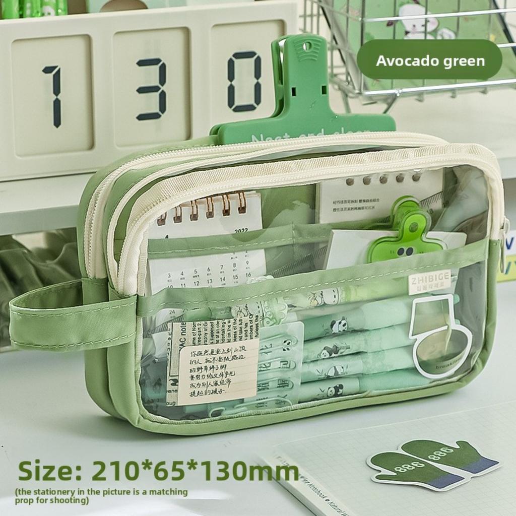 Trousse à crayons transparente de grande capacité pour filles, élèves de l'école élémentaire, sac à fournitures simple pour élèves du primaire et du secondaire