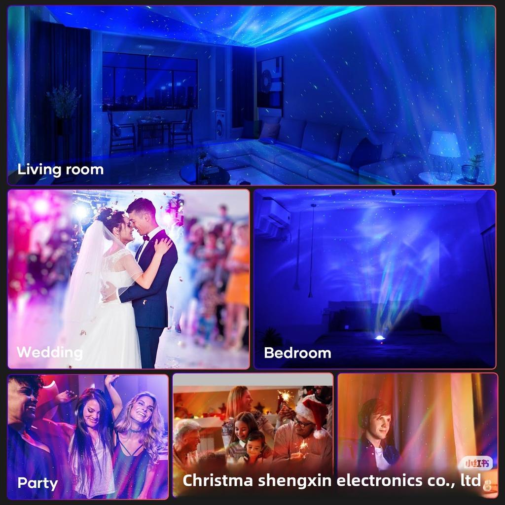 LED Table Lamp with Starry Sky Projection Water Pattern Remote Control & DMX for Bedroom Romantic Night Light