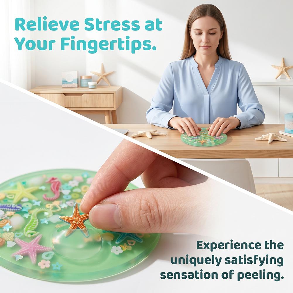 Giocattoli Sensoriali per Alleviare lo Stress a Tema Oceanico Silicone Picky Pad Decompressione Skin Picking Pad Per ADHD Giocattolo Sensoriale per l'Ansia