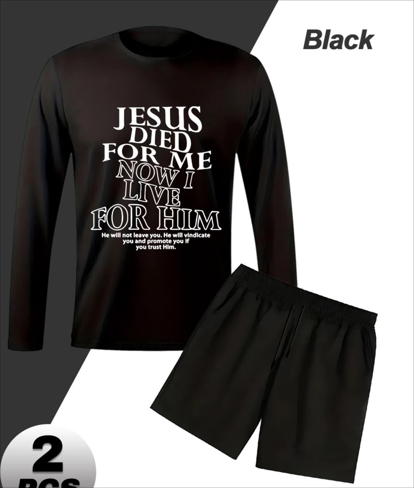 

Loose Long Sleeve Shorts Set, Non-Restrictive L чорний