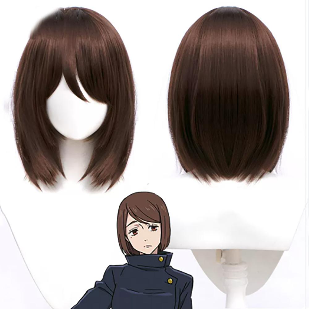 HAIRJOY Synthetisch Haar Jujutsu Kaisen Ieiri Shoko Cosplay Pruik Anime Cosplay Kostuum Pruik voor Schoolmeisjes 14inches