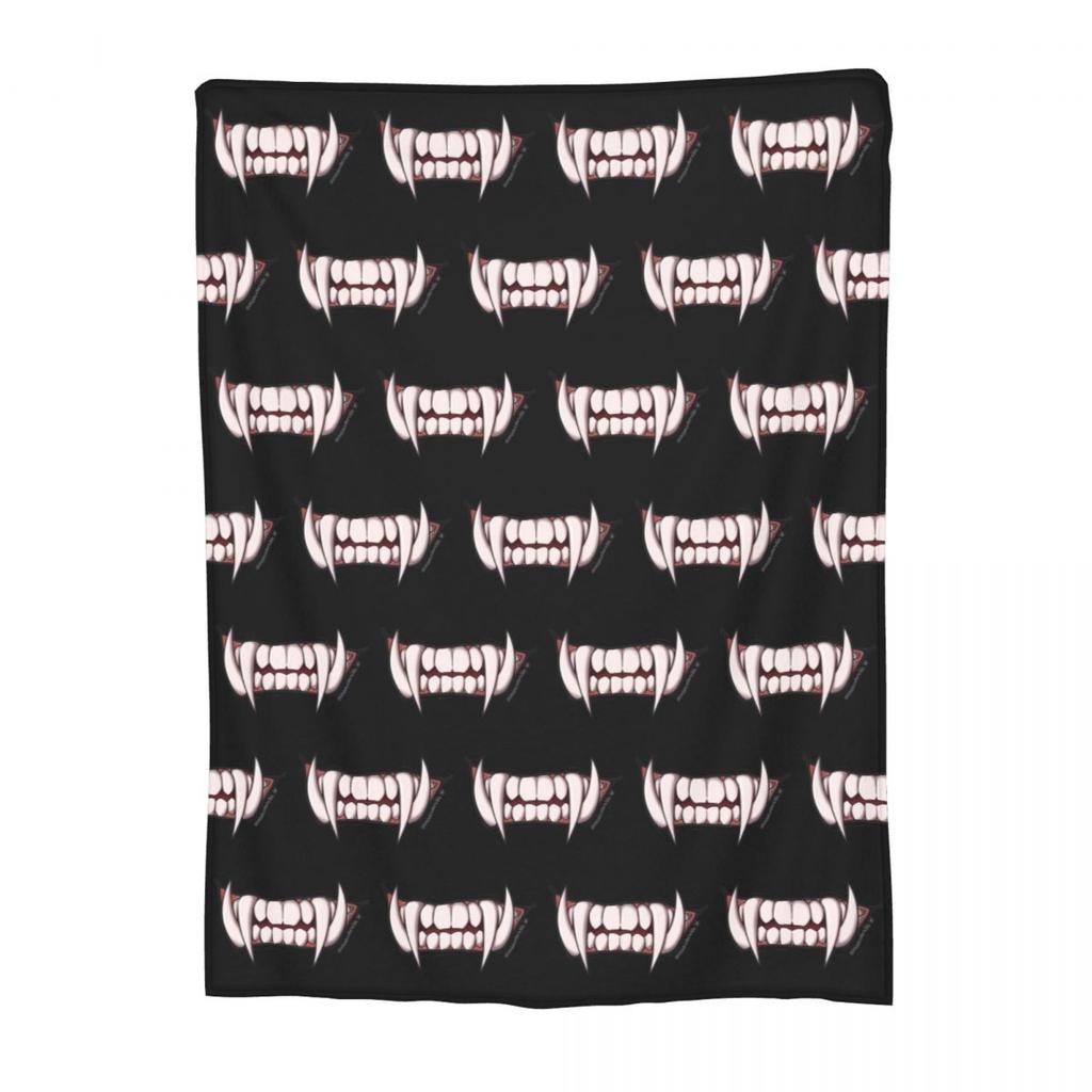 Vampire Monster Fangs Blanket Flannel Sofa Throw Blanket Super Soft for Couch Bedding Travel Throws Bedspread Quilt