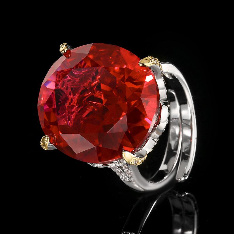 

Ювелирное кольцо из меди с позолотой, имитация красного корунда и синей шпинели, ретро 18 * 20