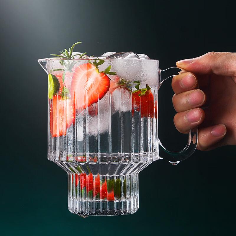 MDNG Striped Glass Juice Carafe Set with Handle