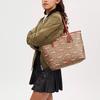 Coach X Tom Wesselmann City 33 Letter Logo Coated Canvas And Leather Tote Bag Women tote bags Khaki Terracotta CQ032-IMRL7