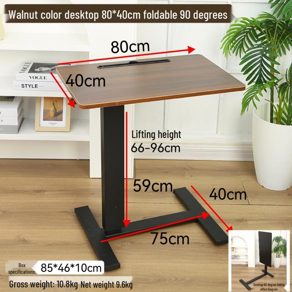 Adjustable Double-Sided Folding Bedside Table with Pneumatic Lift for Sofa or Office Use