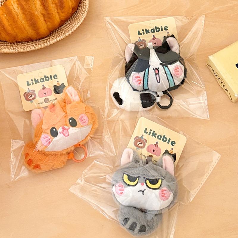 Cute Long-Tailed Kitten Plush Doll Pendant Cartoon Stuffed Doll Keychain Bag Charm Backpack Hanging Decoration Key Holder