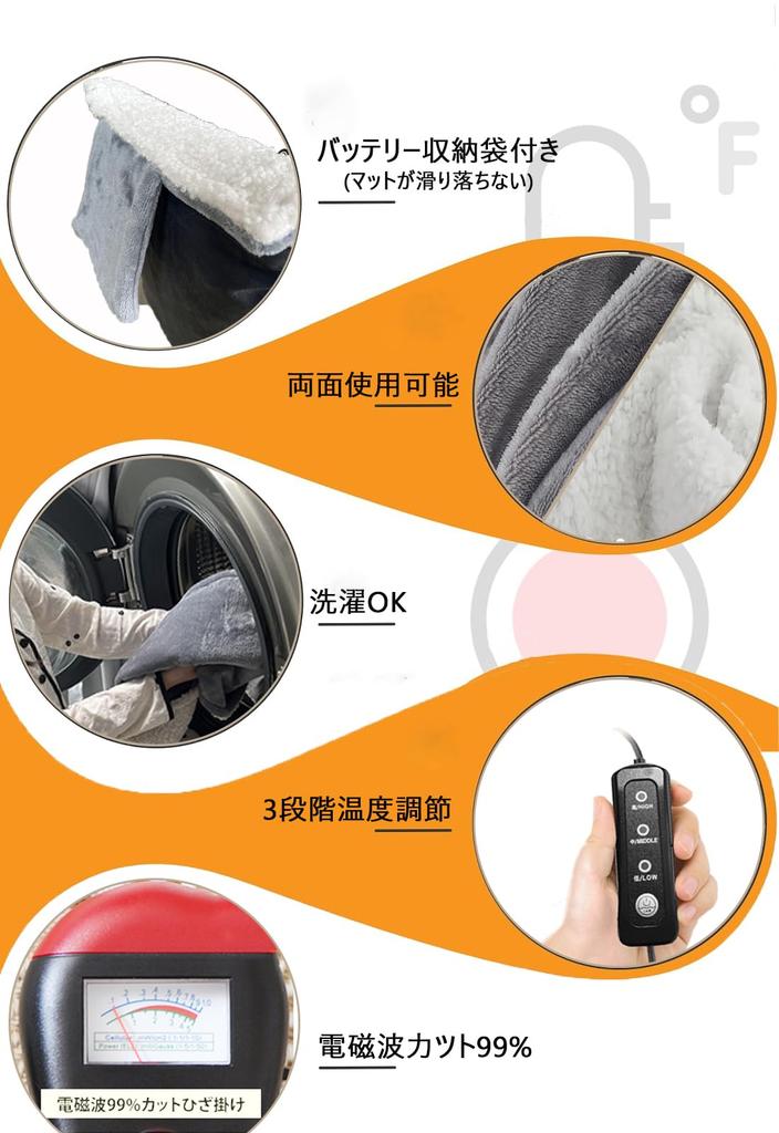 Ytenye USB Heated Chair Cover Outdoor Hot Seat Pad 100 x 40 cm Flannel and Fleece Foldable Winter Camping Mat