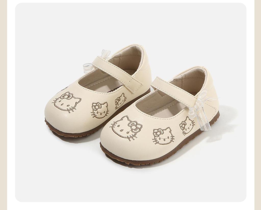 Spring 2026 Soft Sole Leather Baby Walker Shoes with Doll Print - Non-Slip Design