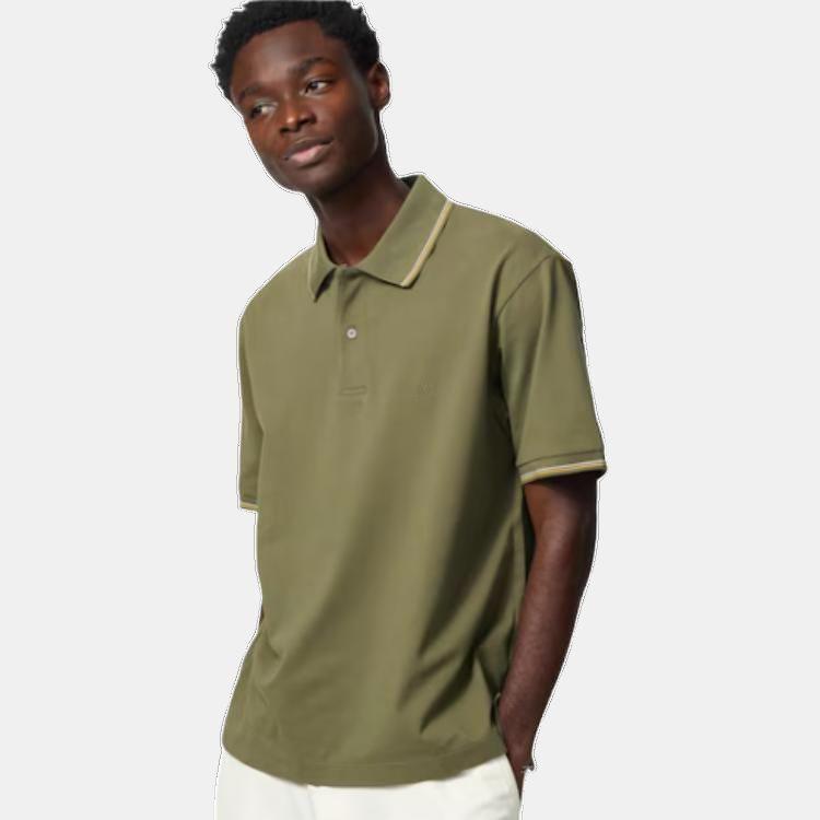Uniqlo X JW Anderson Collaboration SS25 Embroidered Logo Half Button Short Sleeve Polo Shirt Unisex Polo Shirts Olive-Green 476227-57
