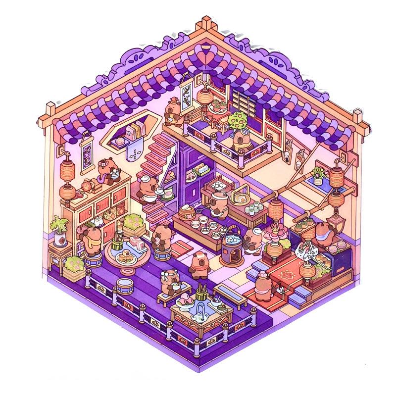 

1Set Kawaii Snake Year 3D Landscaping Stickers Cartoon Miniature Scene Visual Stacking Three-Dimensional Stickers Children Gifts