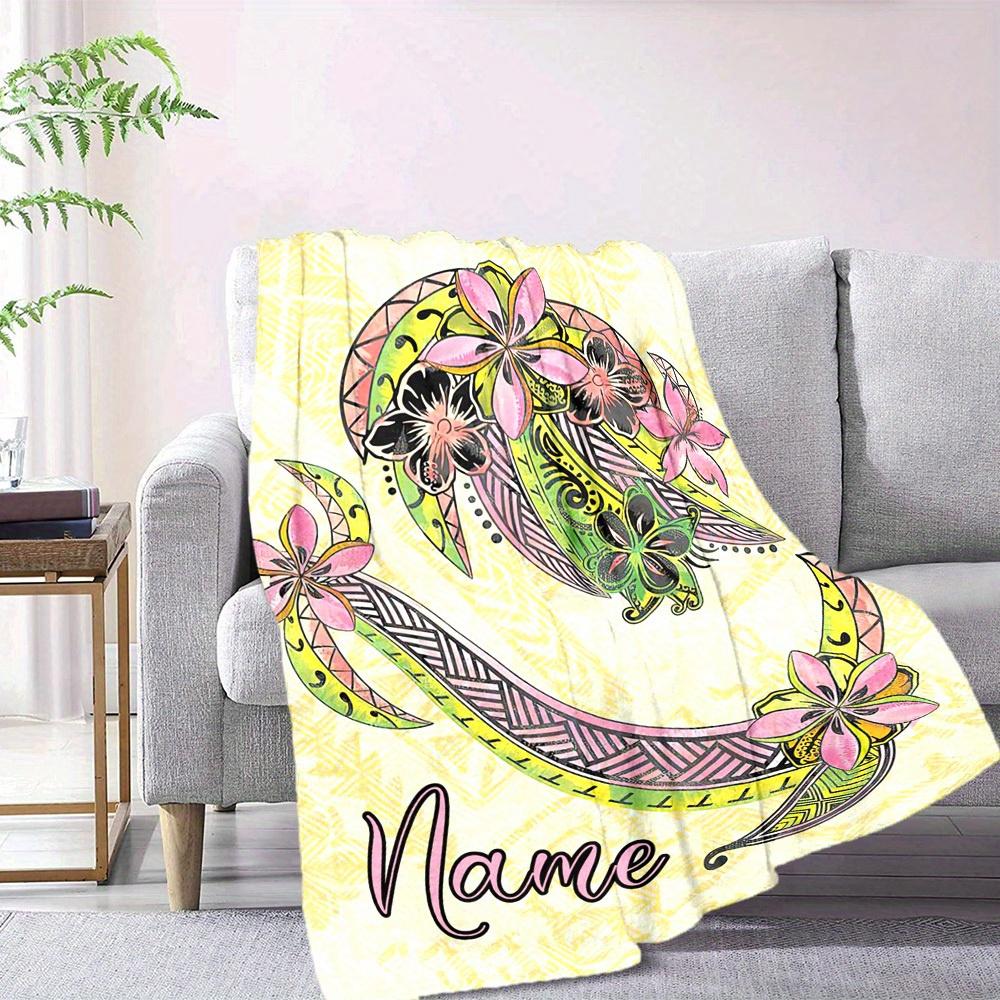 Home Customize Your Name Blankets Tropical Floral Design Comfortable Soft Lightweight Allseason Multipurpose Blanket For Picnics Sofas Offices Beds
