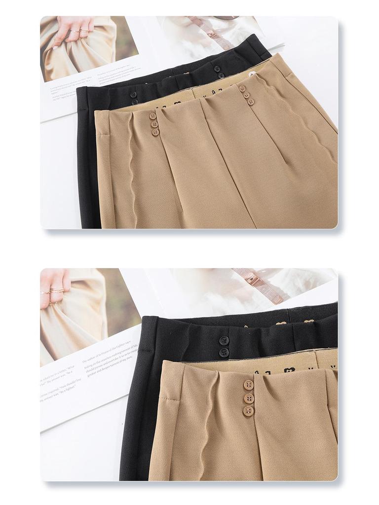 Women's Black Flared Pants - High-End Casual Draping for Spring 2025