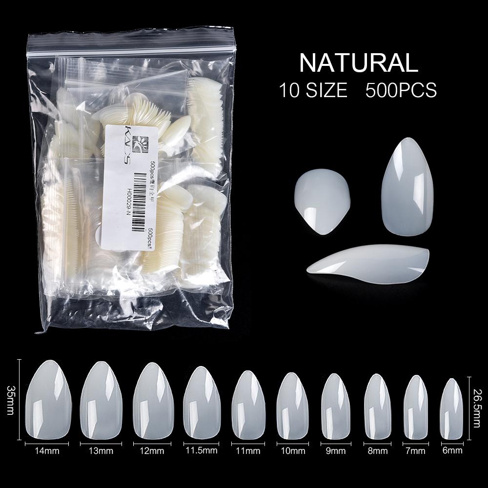 kads 500pcs/set White & Natural & Clear Nails French Stiletto Fake Nail Tips Full Cover Acrylic Artificial False Nail Tips