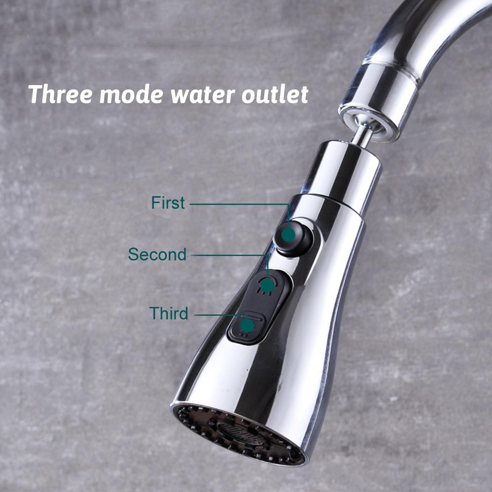 Kitchen Bathroom Tap Faucet 360 Degree Swivel Sink Aerator 3 Modes Water Saving Nozzle Adapter Anti-splash Rotating Water Tap