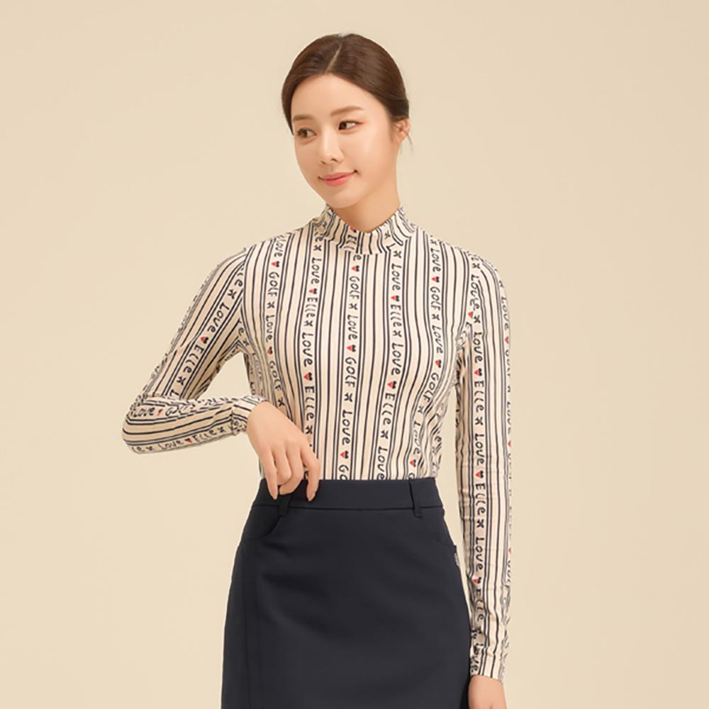 ELLE GOLF Women'S All-Out Season Pattern Turtleneck T-Shirt_6H25402