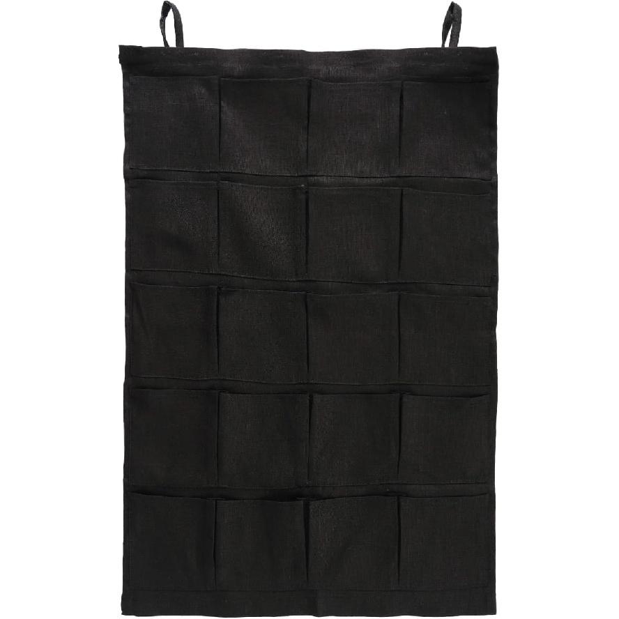 100% Linen Hanging Storage Bag with 20 Pockets, Wall Hang Over The Door Closet Organizer for Socks Underpants, Blue