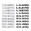 3D ABS Logo For GX470 LX570 LX600 RX350 RX300 Emblem Number Letters Sticker Car Trunk Badge Adhesive Decal Accessories AEM1