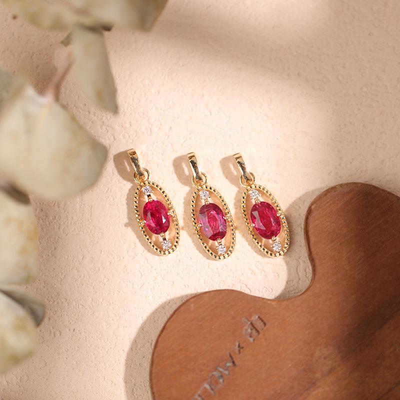 S925 Sterling Silver 18K Gold-Plated Ruby Pendant - Exquisite Retro, Versatile & Elegant Design Platinum (Pendant Only)