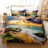 Goldon Sunset Tropical Beach Holiday Comfortable Duvet Cover Pillowcase Bedding Set Children Bedroom Decoration Home Textile