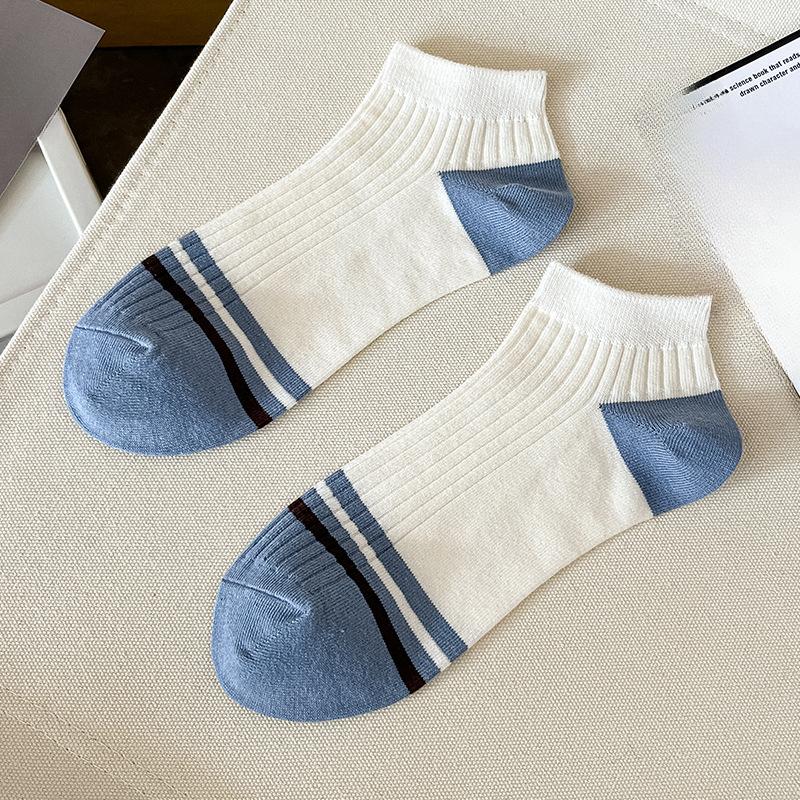 Men's Summer Thin Style Low Top Short Barrel Matching Color Sports Boat Socks
