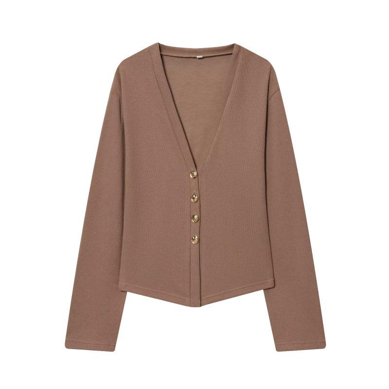 

European & American Style Slim-Fit V-Neck Jacket + High-Waisted Wide-Leg Pants for Autumn/Winter 2025 Small