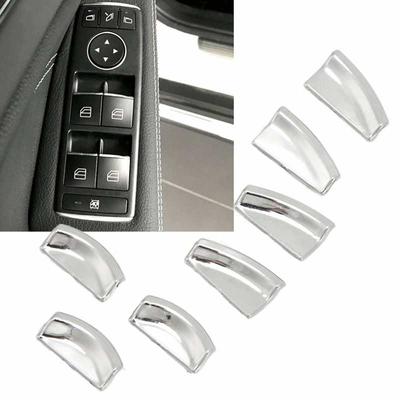 7pcs Window Lift Button Trim Sticker ABS Chrome Silver Replacement for Mercedes Benz A B C E CLA GLA Class W176 W246 W204