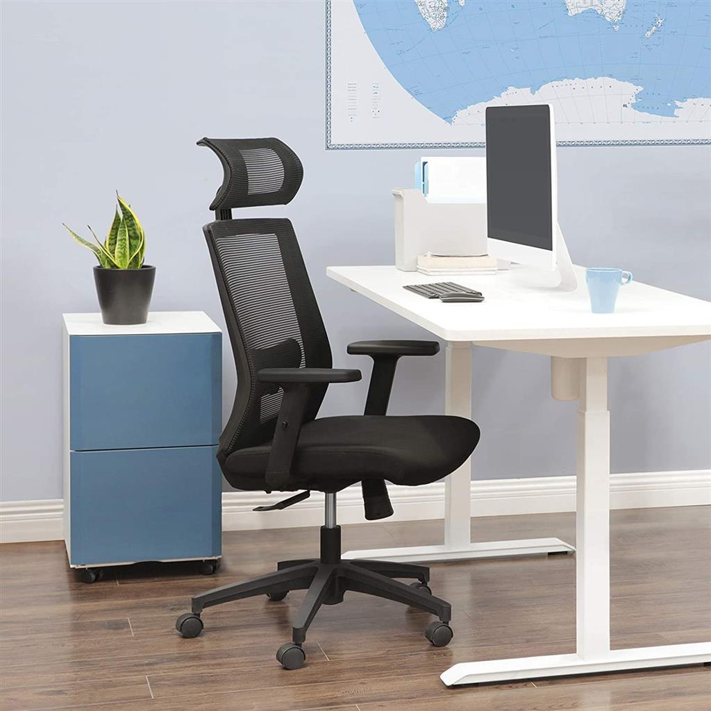 SONGMICS Office Chair, Desk Mesh Chair, Ergonomic Computer Chair, 360 Degrees Swivel Chair, Adjustable Lumbar Support, Headrest, and Armrests