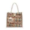 Rhombus linen handbag women's 2026 new souvenir bag fashionable women carrying small satchel when going out