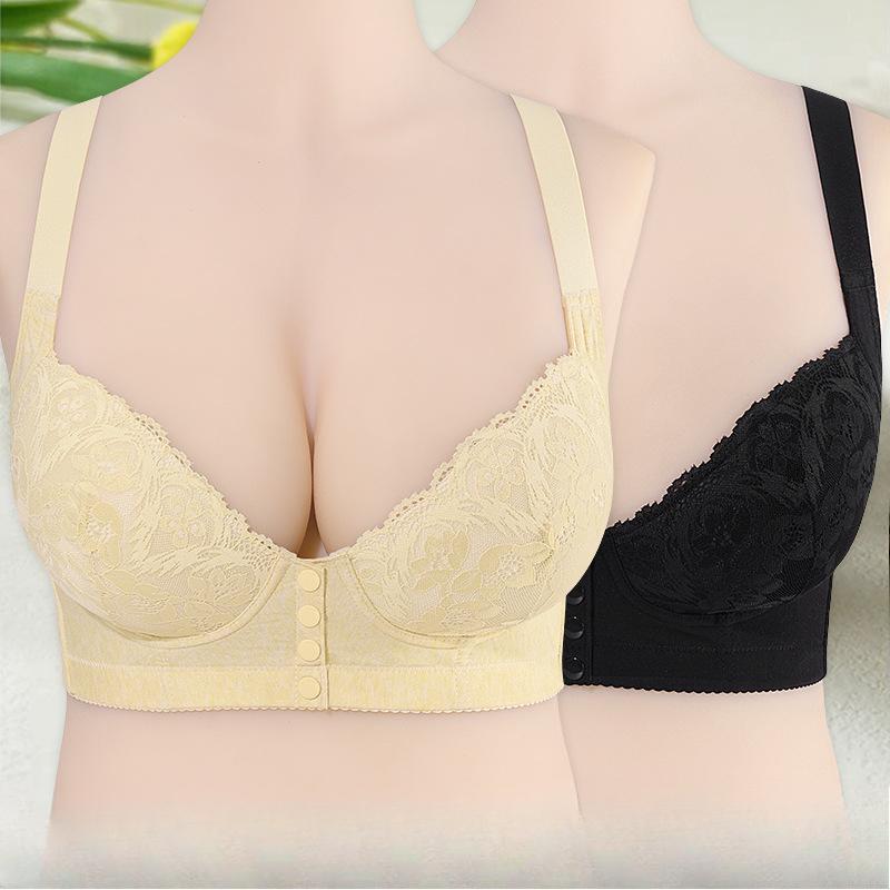 Sutien Mărime Mare pentru Femei Sexy cu Balene Bretele de Umăr Ajustabile Dantelă cu Nasturi în Față