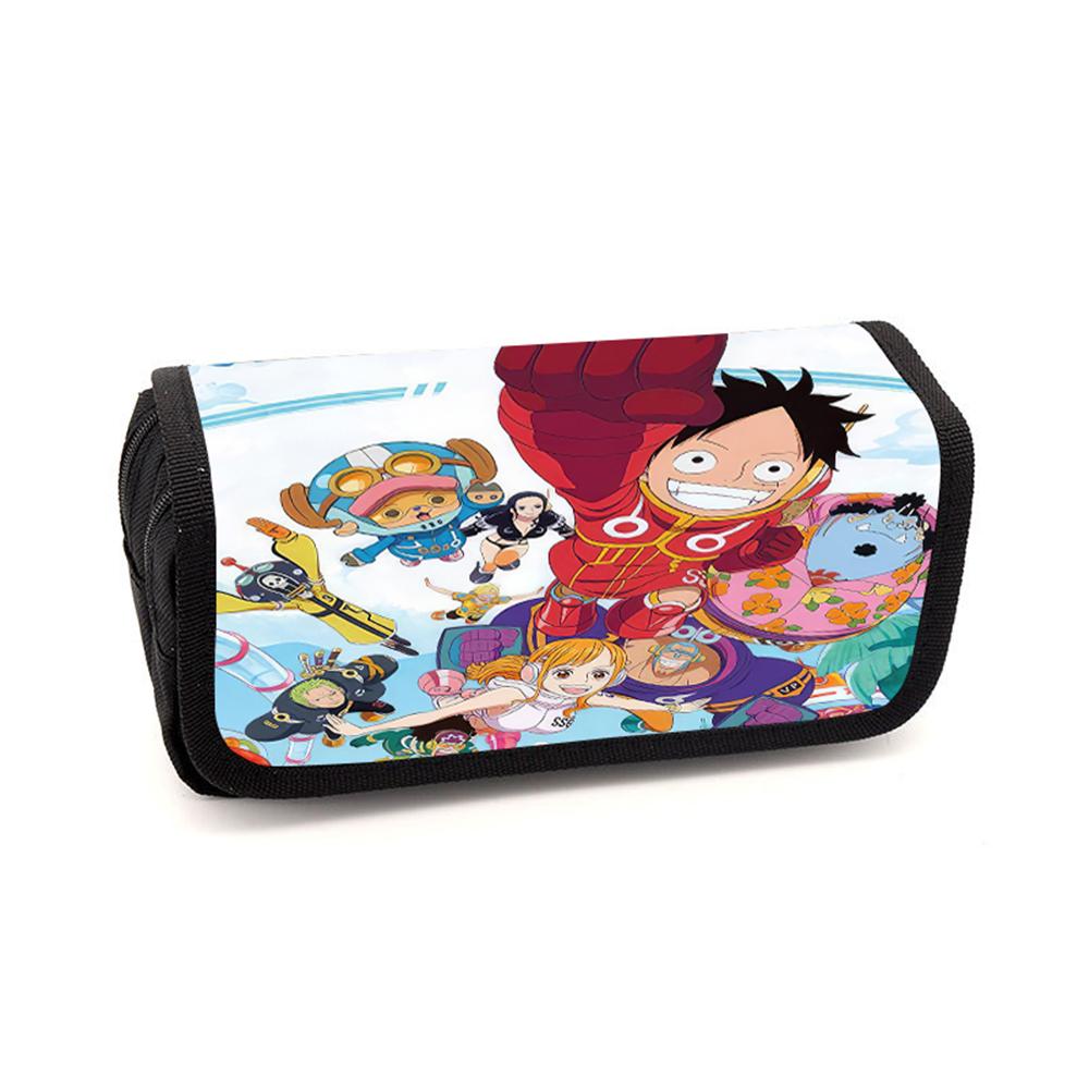 Cartoon One Piece Multi-layer Flip Pencil Case For Boy/Girls Best Gifts Large Capacity Durable Teenagers Pen Bag School Supplies